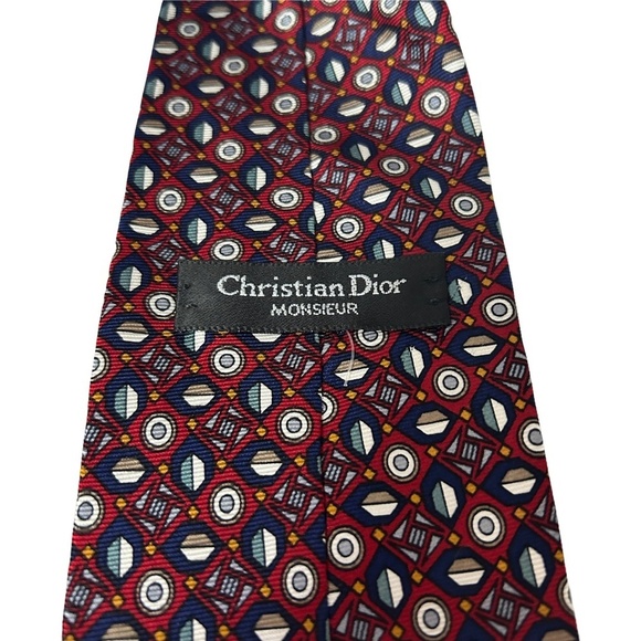Christian Dior Monsieur Necktie Tie 100% Silk USA Capsule & Circle Pattern Y2K - Picture 5 of 10